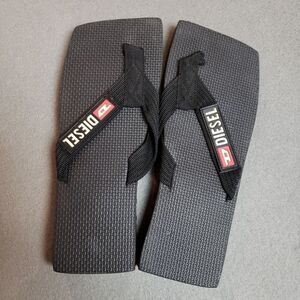 Rare Y2K Square Toe Black Diesel 8 Women or 6 Men Flip Flop Sandle Vtg Beach